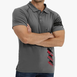 Poloshirt mit USA-Flagge und Raglan-Grafik