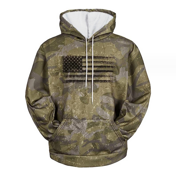 Men's American Flag Print Camouflage Hooded Sweatshirt