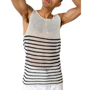 Lässiges Herren-Tanktop mit Rundhalsausschnitt und Hohlstreifen