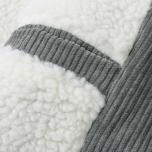 Men's Casual Lapel Corduroy Thickened Lambswool Multi-Pocket Zipper Jacket