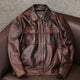 Herren-Lederjacke mit Vintage-Revers und doppelter Brusttasche