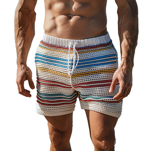 Men's Striped Breathable Woolen Beach Shorts