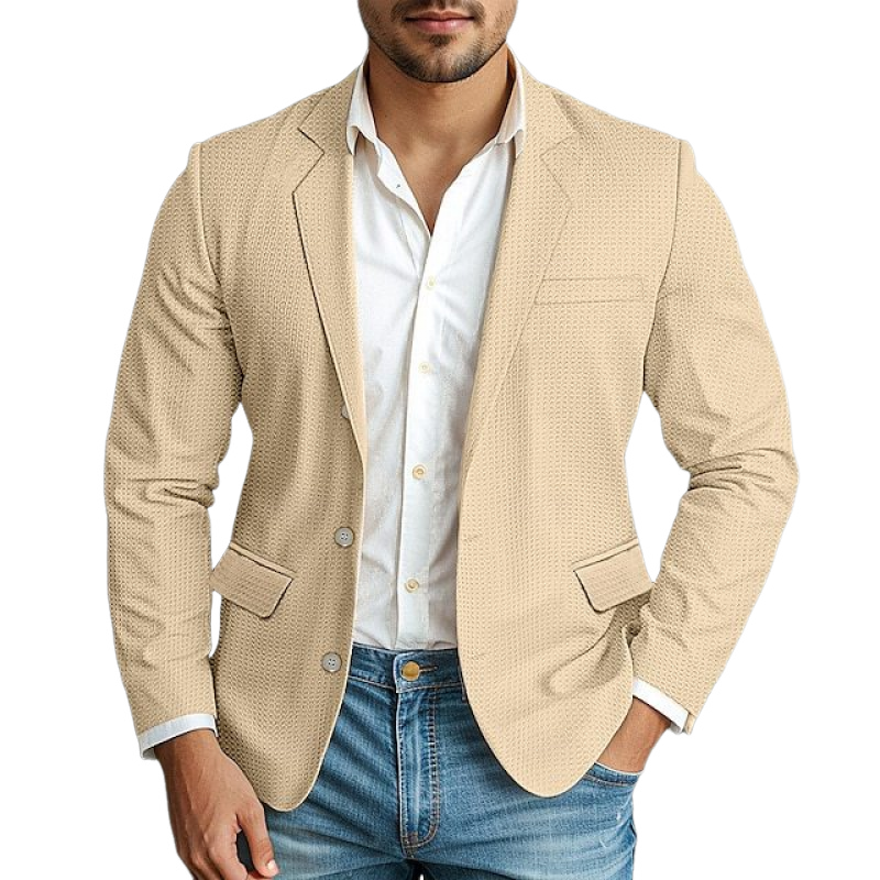 Men's Classic Casual Slim Fit Single Breasted Waffle Blazer