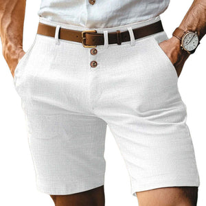 Men's Casual Cotton Linen Slim Fit Suit Shorts