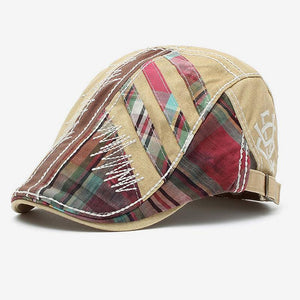Men's Retro Stitching Plaid Beret Hat