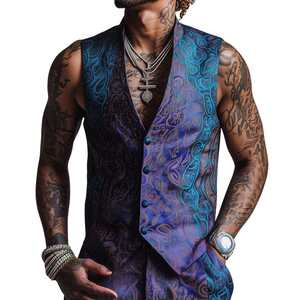 Men's Retro Casual Printed Vest