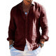 Men's Cotton And Linen Casual Solid Color Lapel Shirt