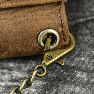 Dreifach gefaltete Herren-Geldbörse aus echtem Leder im Vintage-Stil 