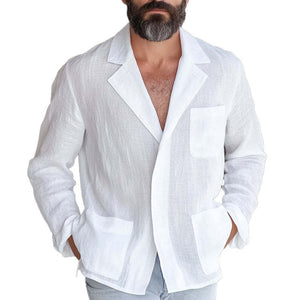 Blazer holgado y fino de algodón y lino para hombre