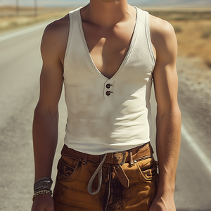 Men's Spring And Summer Fashion Casual Slim Fit Deep V-Neck Suede Vest