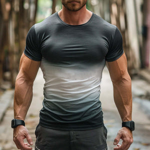 Camiseta de algodón de manga corta con estampado degradado para hombre