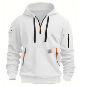 SUDADERA CON CAPUCHA Y CREMALLERA CON BOLSILLO EN EL BRAZO