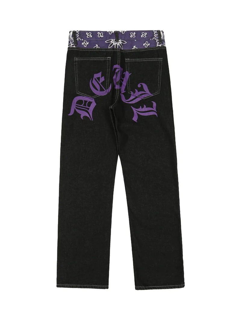 Petal Letter Baggy Jeans