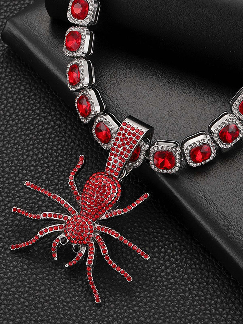 Punk Style Red Spider Cuban Necklace