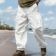 Pantalones cargo casuales de lino y algodón para hombre, holgados, con múltiples bolsillos