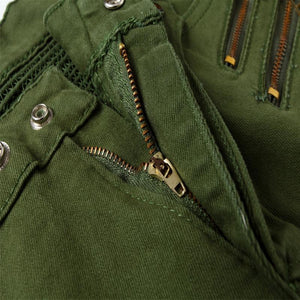 Vaqueros ajustados con múltiples bolsillos y cremallera para hombre