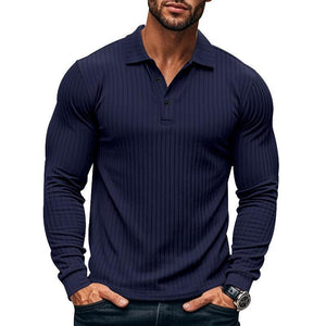 Camisa POLO informal de manga larga elástica para hombre