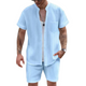 Conjunto de dos piezas de pantalones cortos casuales de manga corta para hombre
