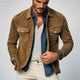 Men's Spring And Autumn Basic Brown Suede Long Sleeve Shirt