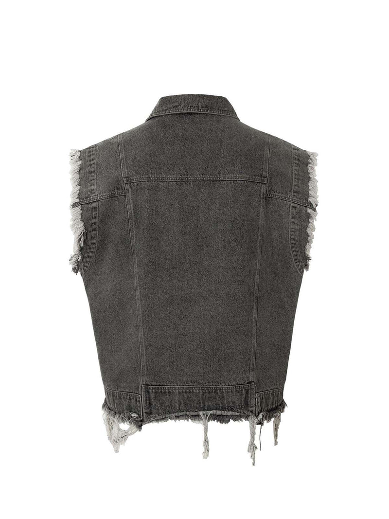 Retro Wasteland Rivet Denim Vest