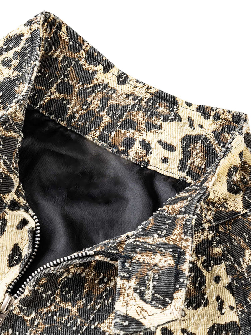 Jeansjacke mit Retro-Leopardenmuster