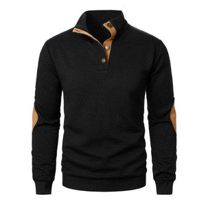 Men's Stand Collar Colorblock Casual Jacquard Sweatshirt