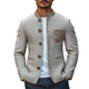 Men's Classic Retro Stand Collar Pocket Embroidery Thin Cotton And Linen Jacket MTA2435C3K