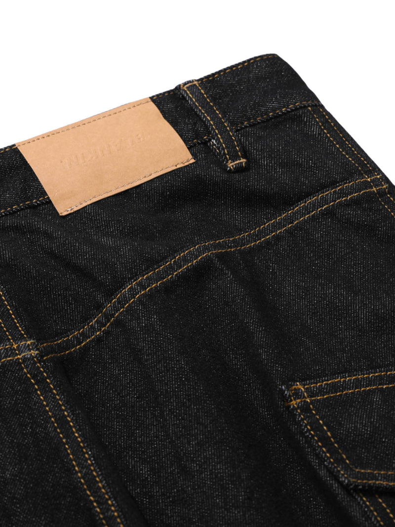 Multi-Pocket Deconstructed Washed Barrel Cargo Jeans