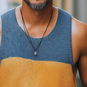 Camiseta de tirantes de punto con bloques de color de moda de verano para hombre