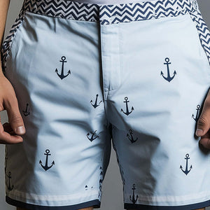 Men's Spring Fashion Anchor Print Sports Casual Shorts