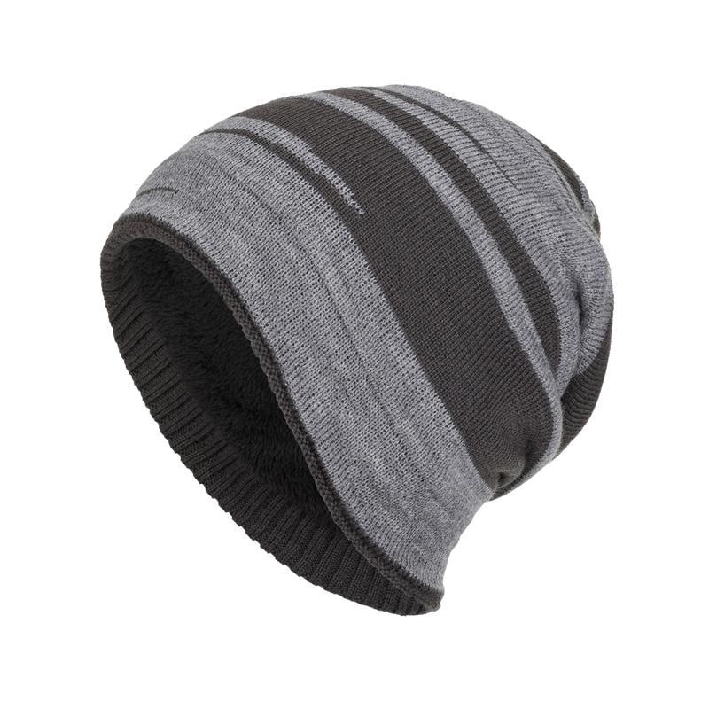 Gorro de punto cálido con forro de felpa jacquard con bloques de color retro para hombre