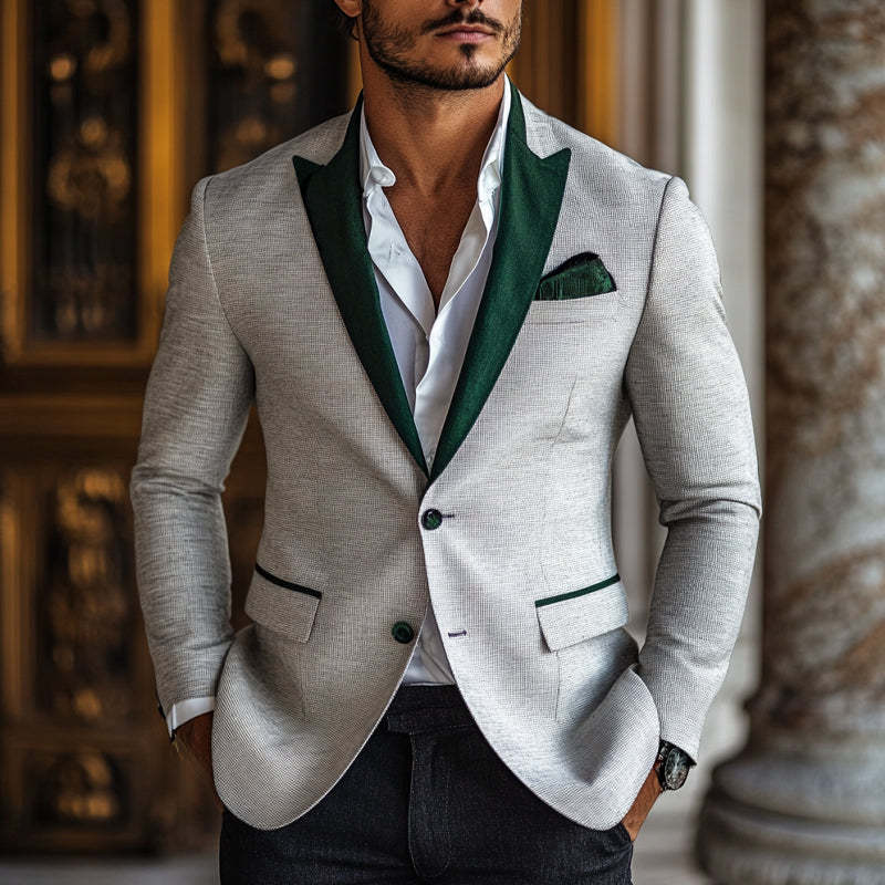 Men's Cotton And Linen Contrast Velvet Blazer