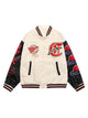 Patchwork PU Leather Embroidered Alphabet Baseball Jacket