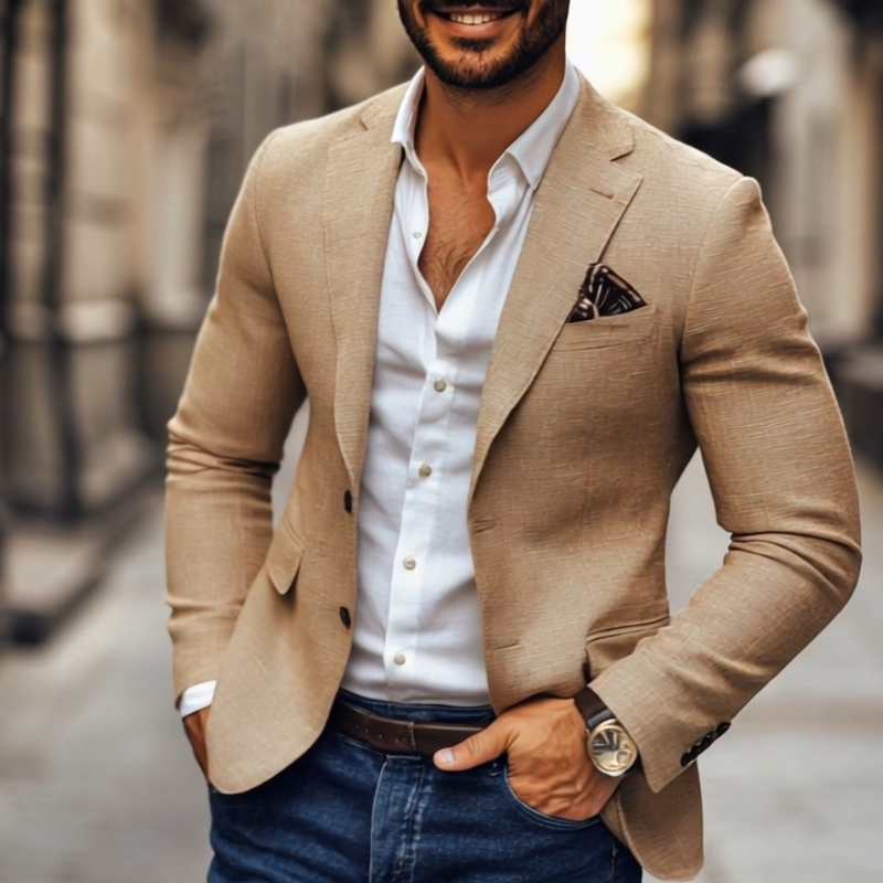 Men's Fashion Notch Lapel Two Buttons Casual Blazer