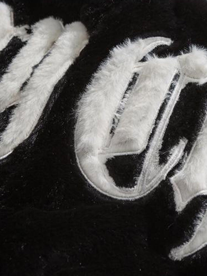 Street Letter Embroidered Fleece Jacket