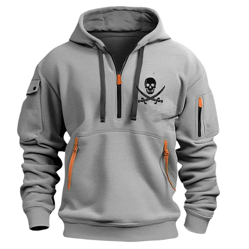 SKULL ARM POCKET ZIPPER HOODIE