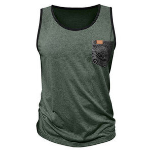 Camiseta sin mangas con cuello redondo y colores contrastantes para hombre