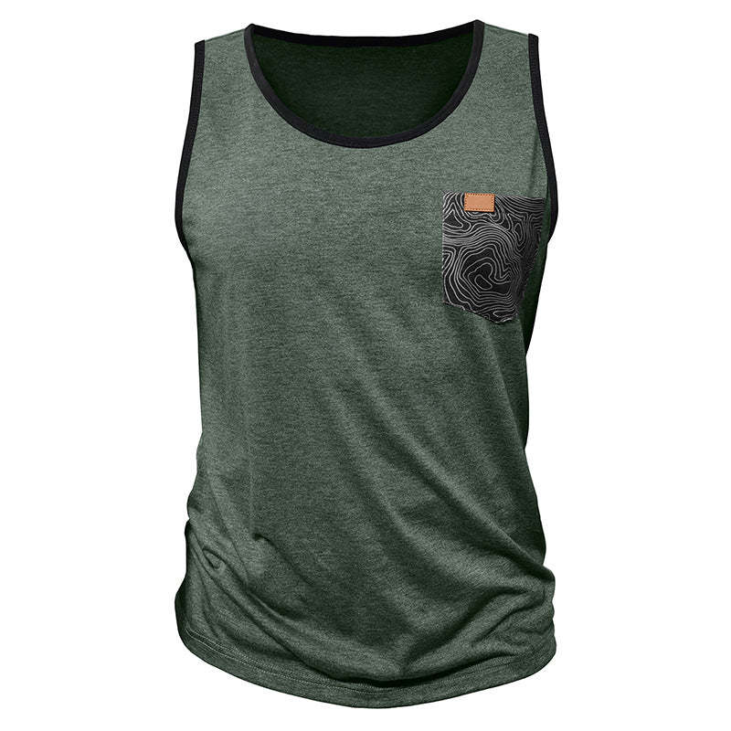 Men's Contrast Color Crew Neck Tank Top