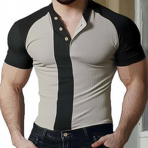 Men's Slim Fit Knit Colorblock Short Sleeve T-Shirt
