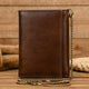 Cartera vintage de tres pliegues de cuero genuino para hombre 