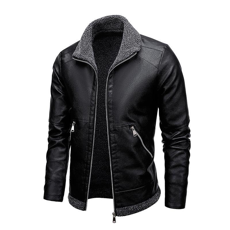 Herren All-in-One-Jacke aus Pelz und verdicktem Samtleder 
