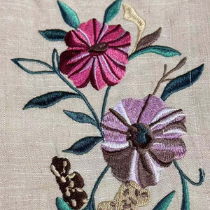 Men's Casual Linen Embroidered Lapel Loose Long Sleeve Shirt