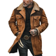 Men's Colorblock Suede And Polar Fleece Lapel Mid-Length Coat 40617808Y