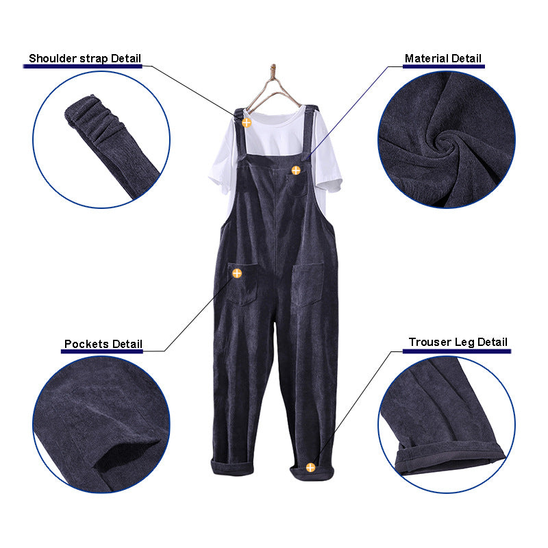 Corduroy Bib Cargo Overalls- Men's