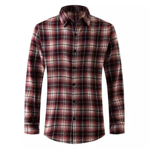 Camisa informal de manga larga con solapa a cuadros para hombre