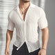 Camisa de manga corta ligera, texturizada y ajustada para hombre de verano