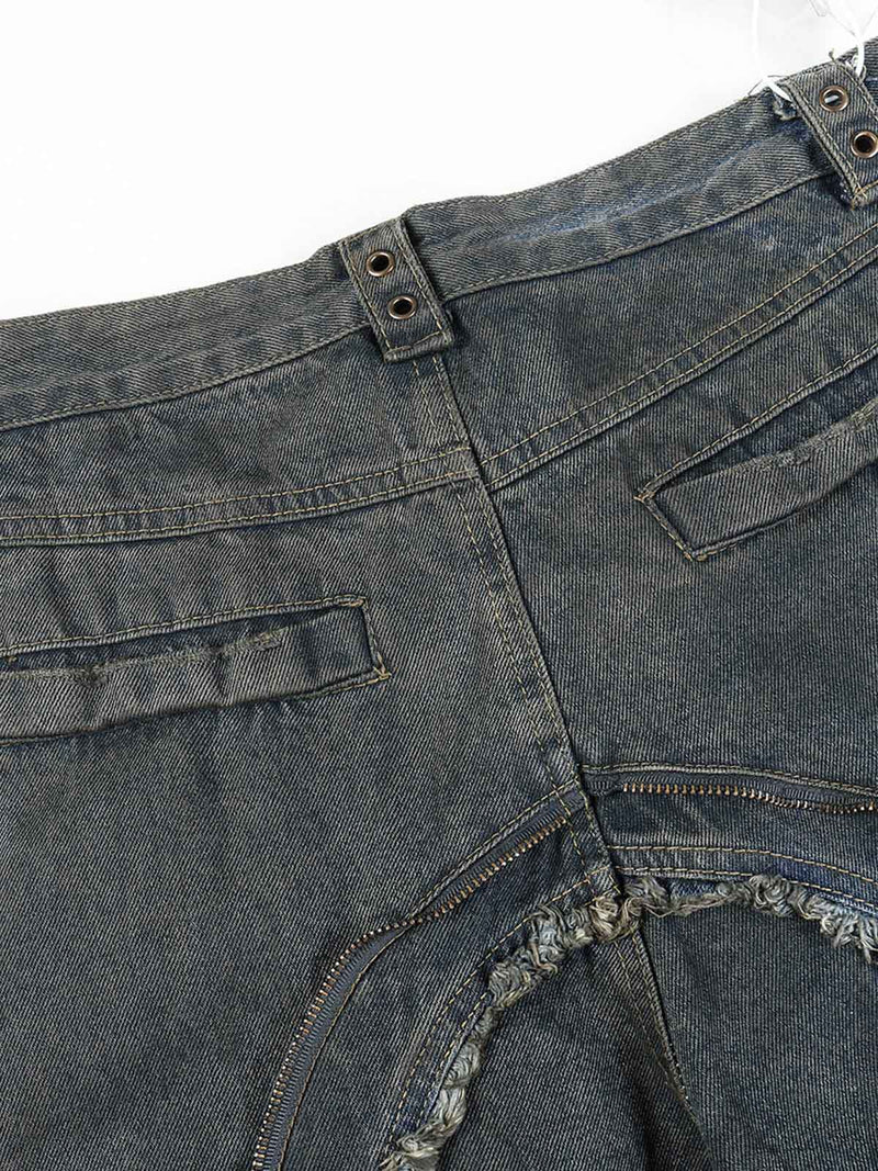 Wasteland Style Washed Straight Leg Jeans