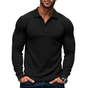 Camisa POLO informal de manga larga elástica para hombre