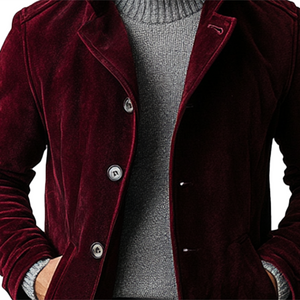 Einreihiger, mittellanger Vintage-Mantel aus Wildleder für Herren