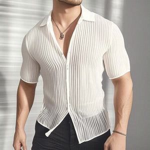 Camisa de manga corta ligera, texturizada y ajustada para hombre de verano